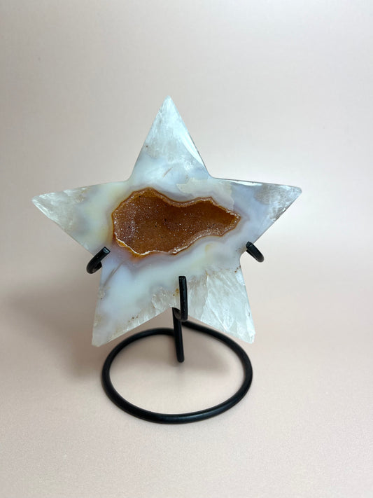 Agate Druzy Star with Stand