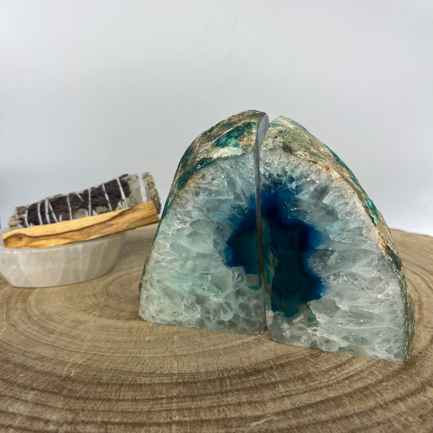 Teal Agate Bookends